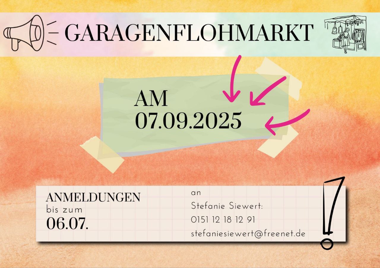 Bild mit Informationen zur Anmeldung zum Garagenflohmarkt