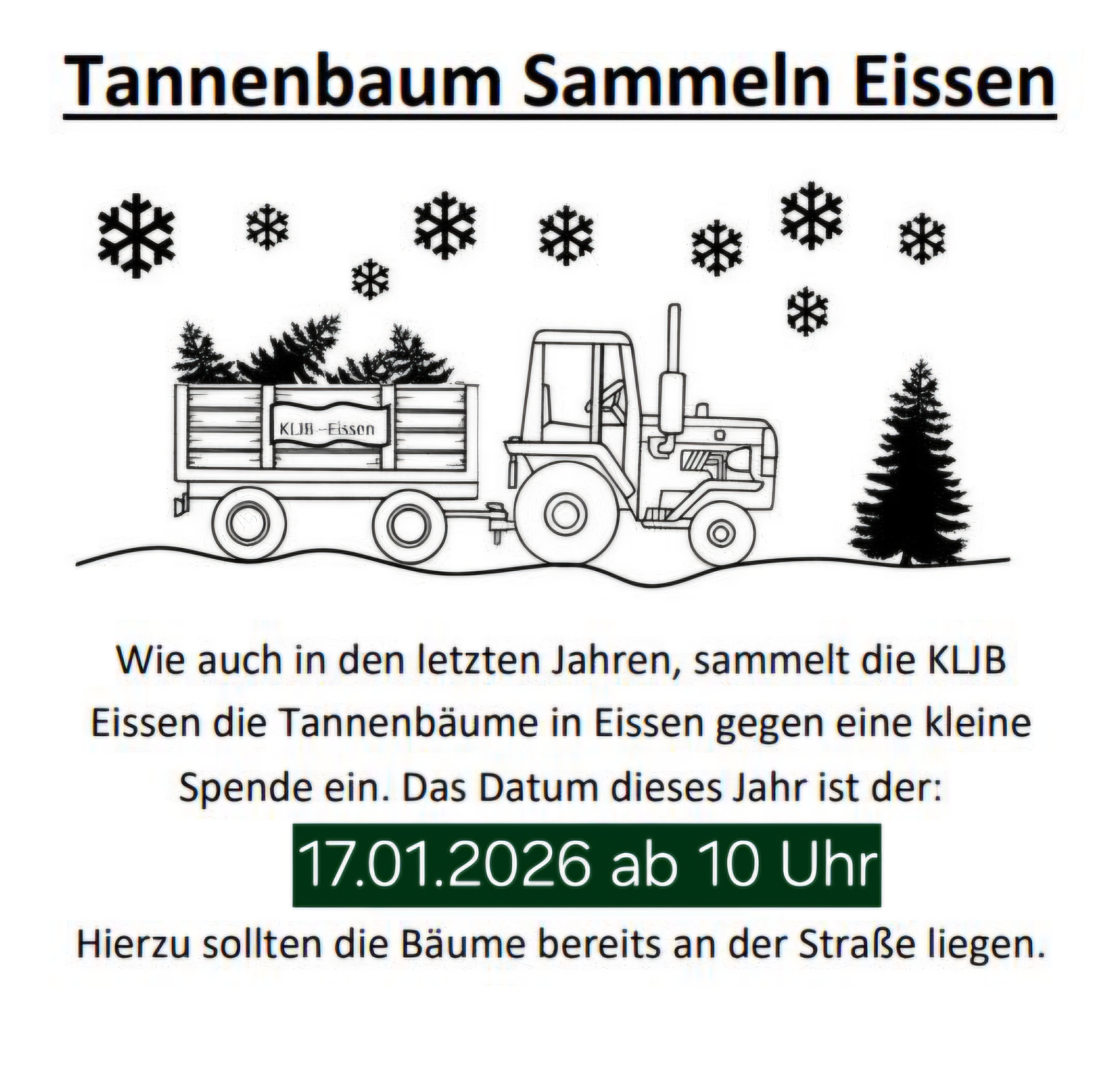 Informationsblatt zum Einsammeln der Tannenbäume in Eissen am 17. Januar 2026
